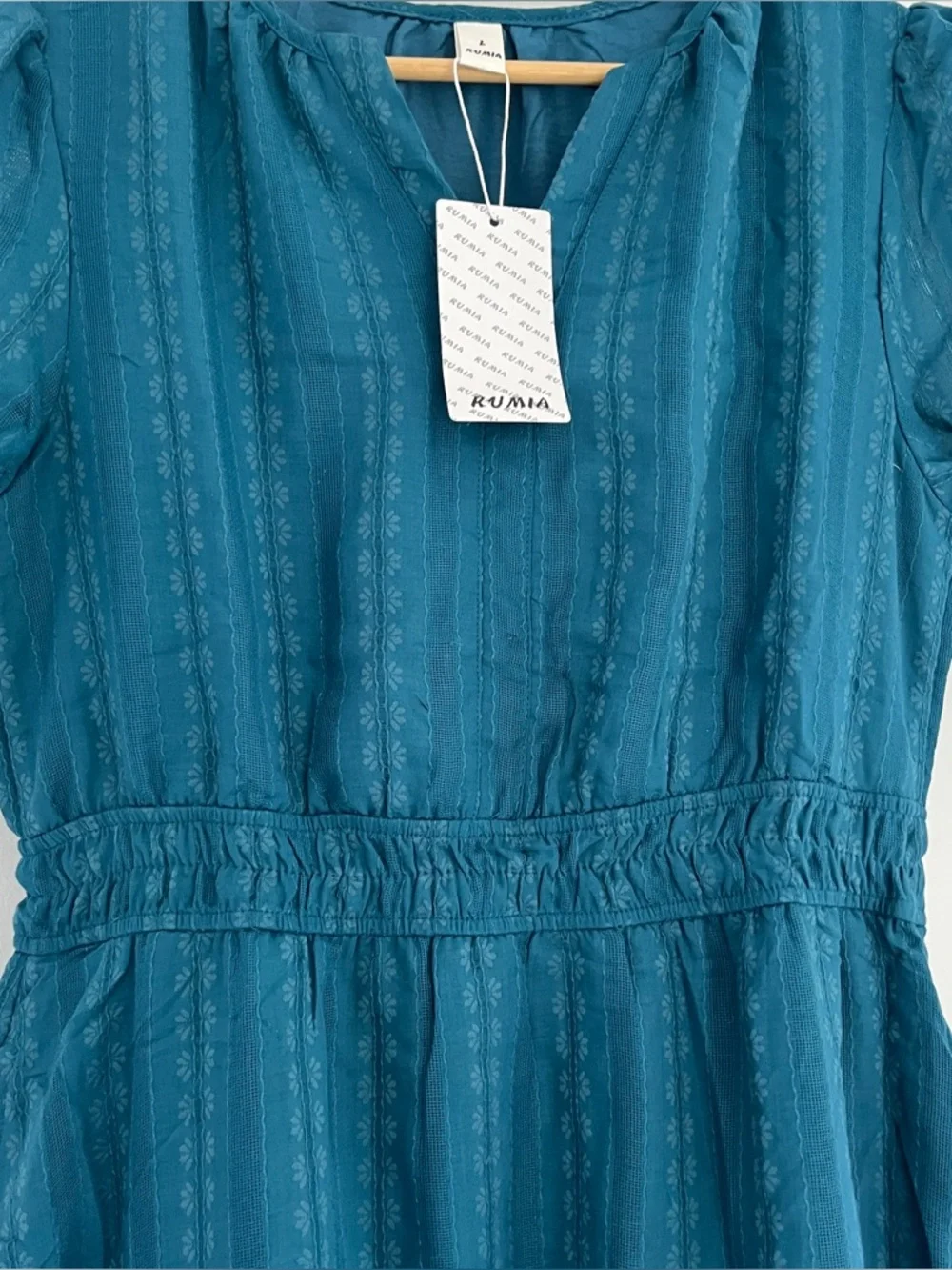Teal Blue Maxi Summer Dress short sleeve size large new with tags never worn - Picture 2 of 5